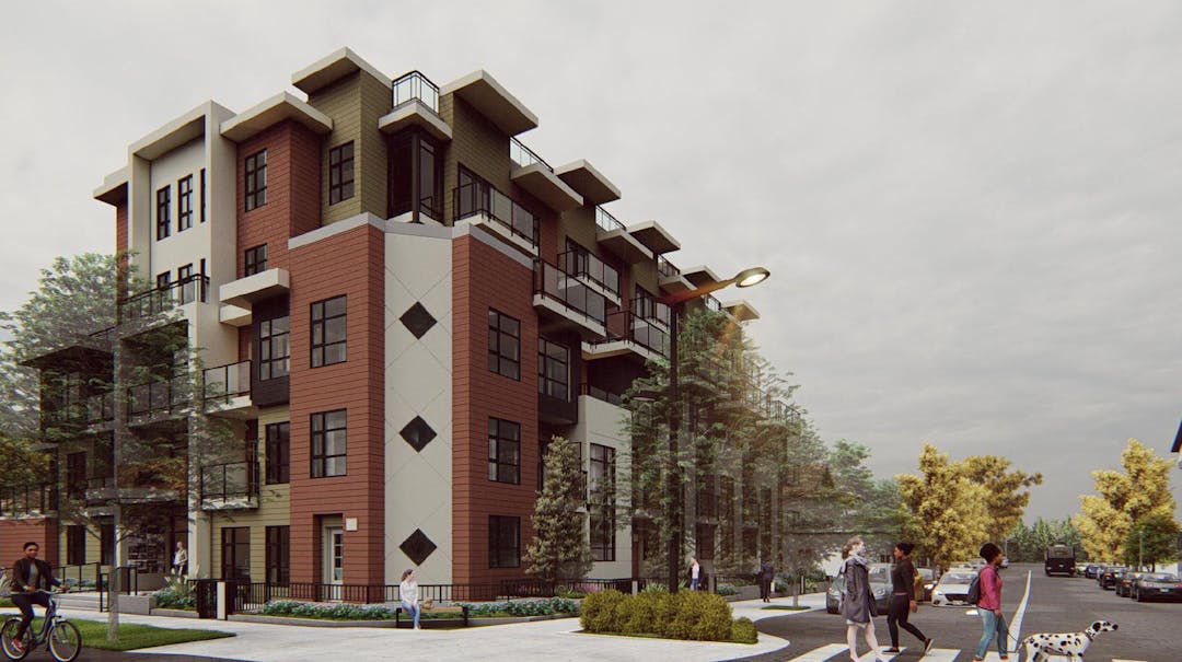 Rendering of proposed five storey multi-unit residential building