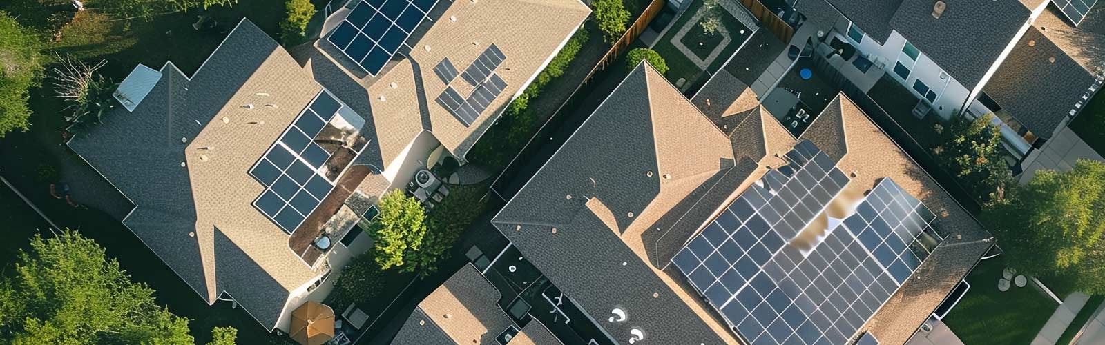 Homes with solar panels on the roofs
