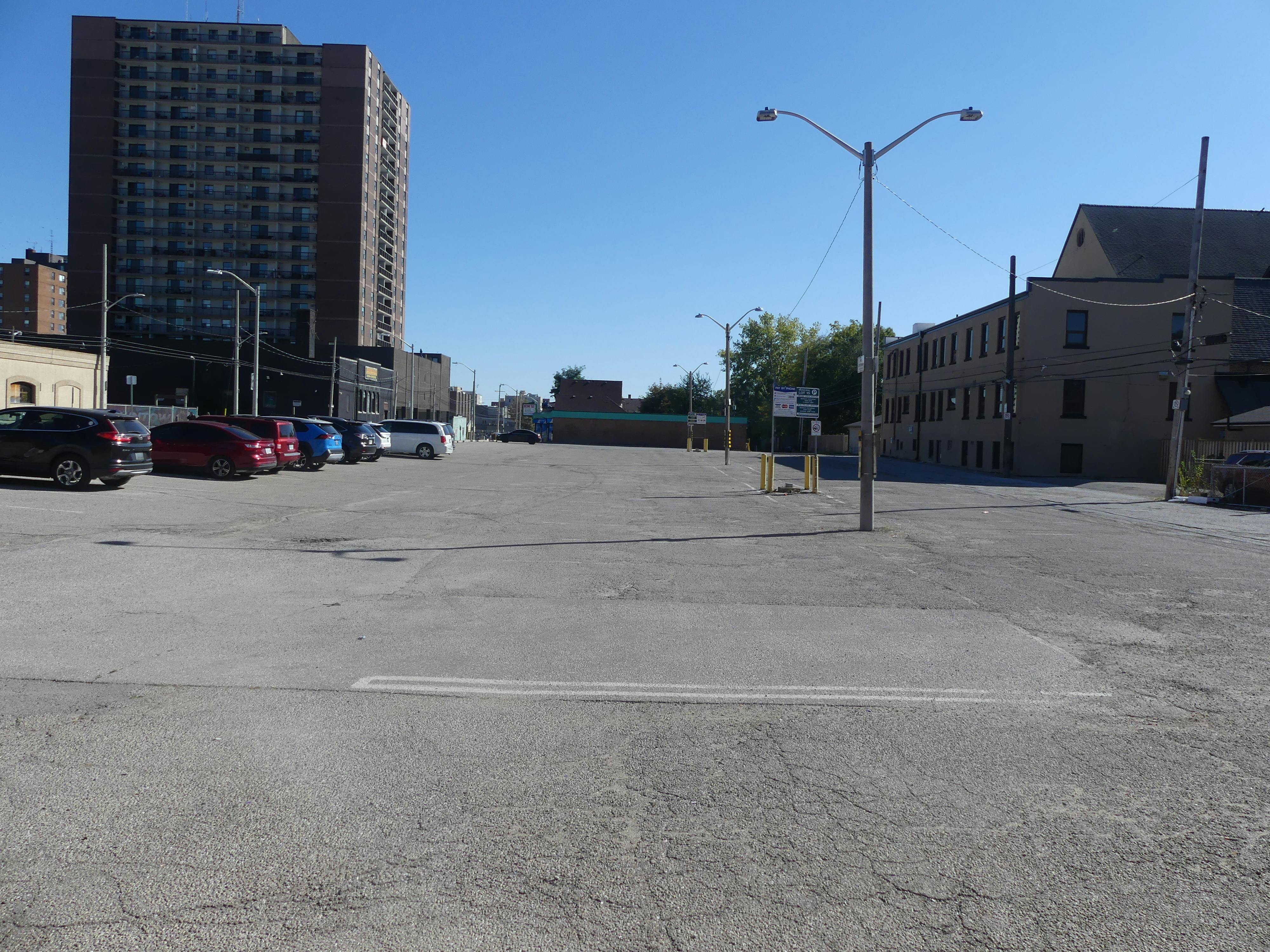 South side view of Pelissier Street Parking lot 