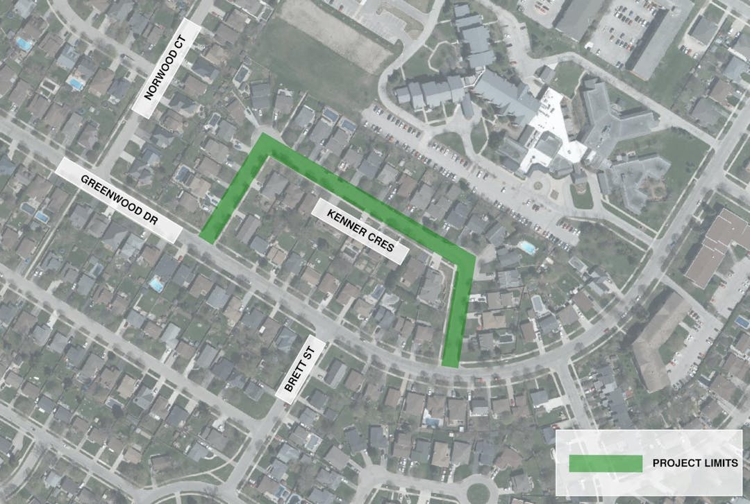 An aerial view map showing the limits of a project area.