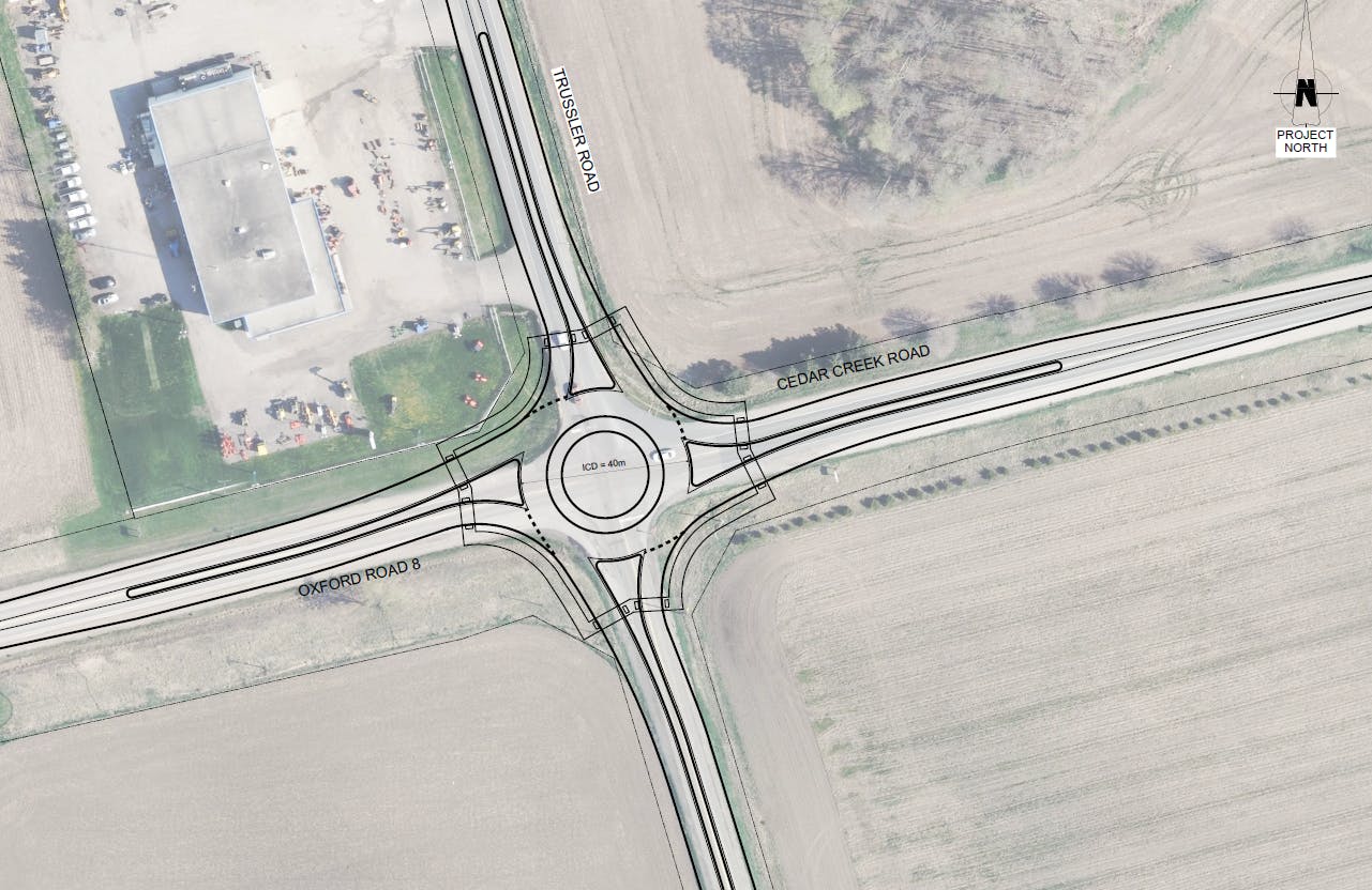 proposed roundabout drawing at intersection