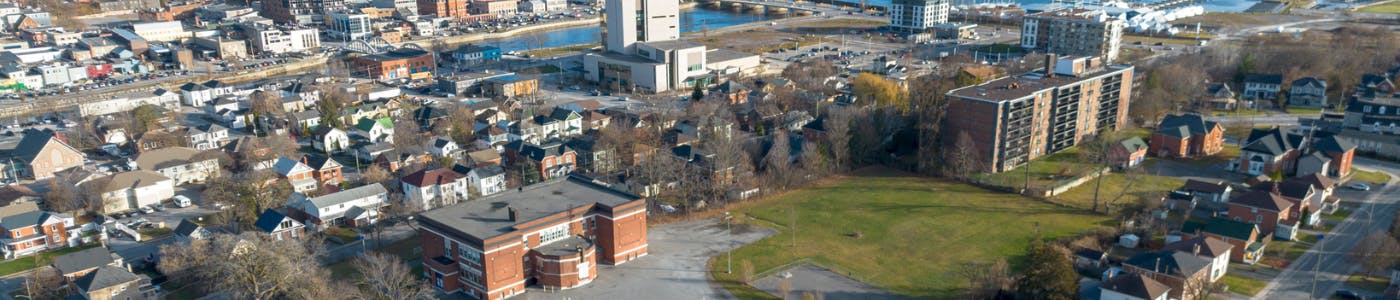 Aerial photo of the former Queen Mary School.