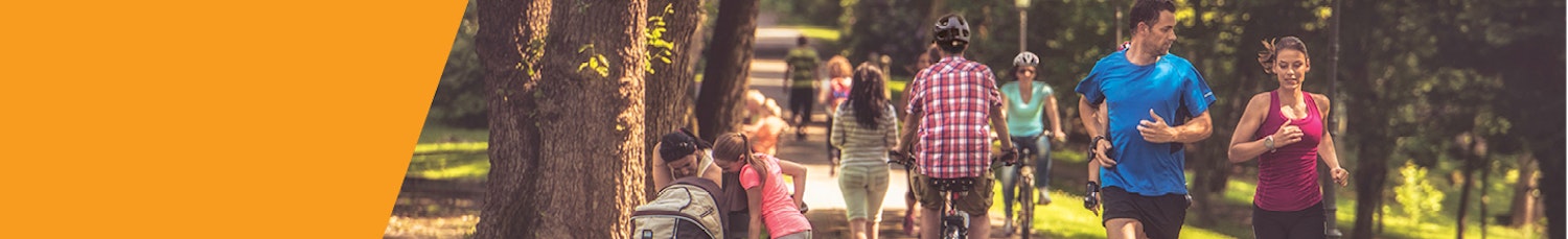 A graphic showing runners, walkers, cyclists using a shared used path