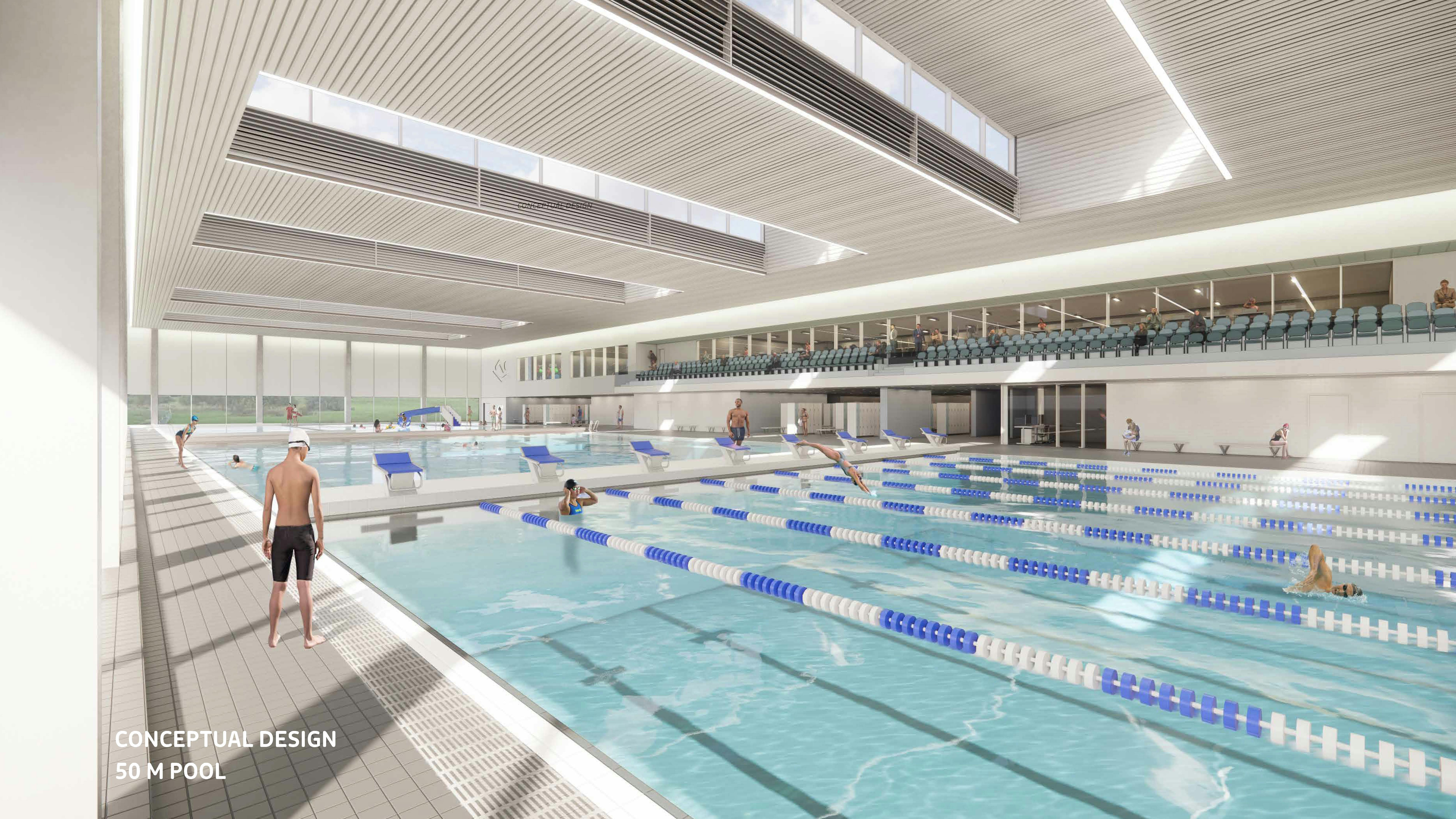 50m pool with lane swimming conceptual design
