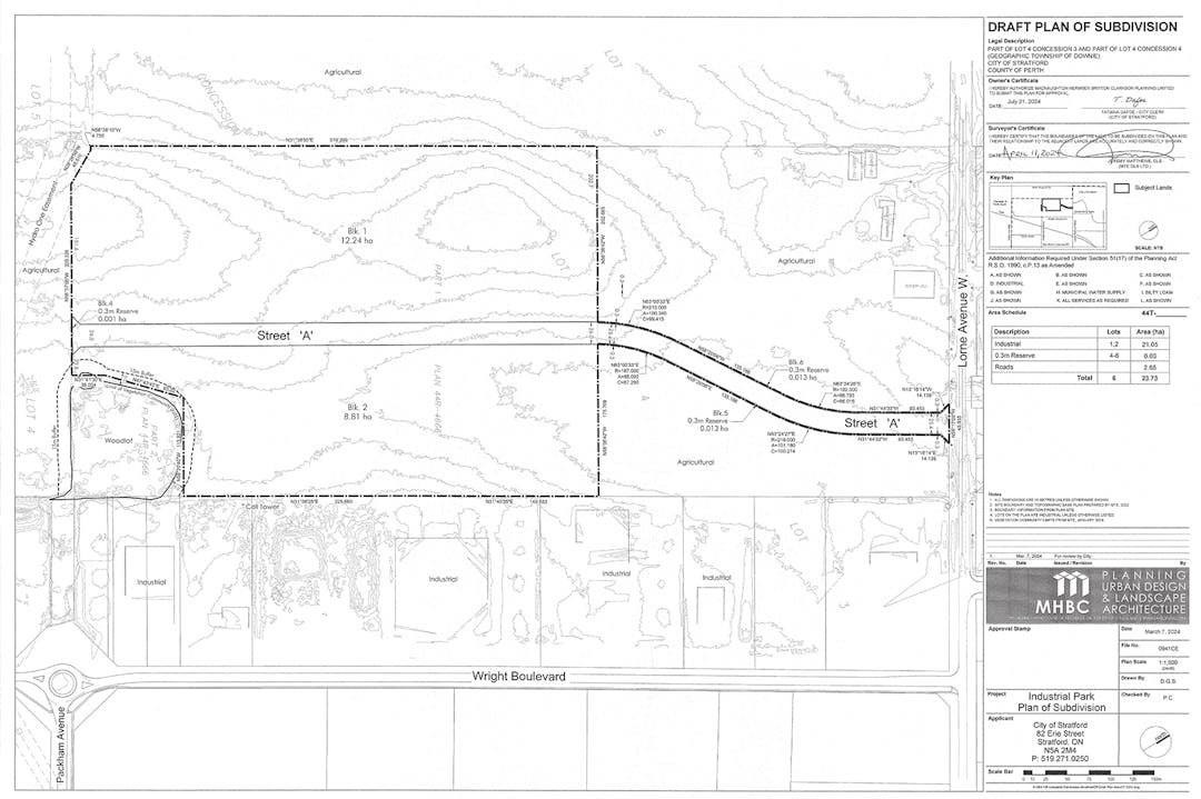 Map showing draft plan of a subdivision
