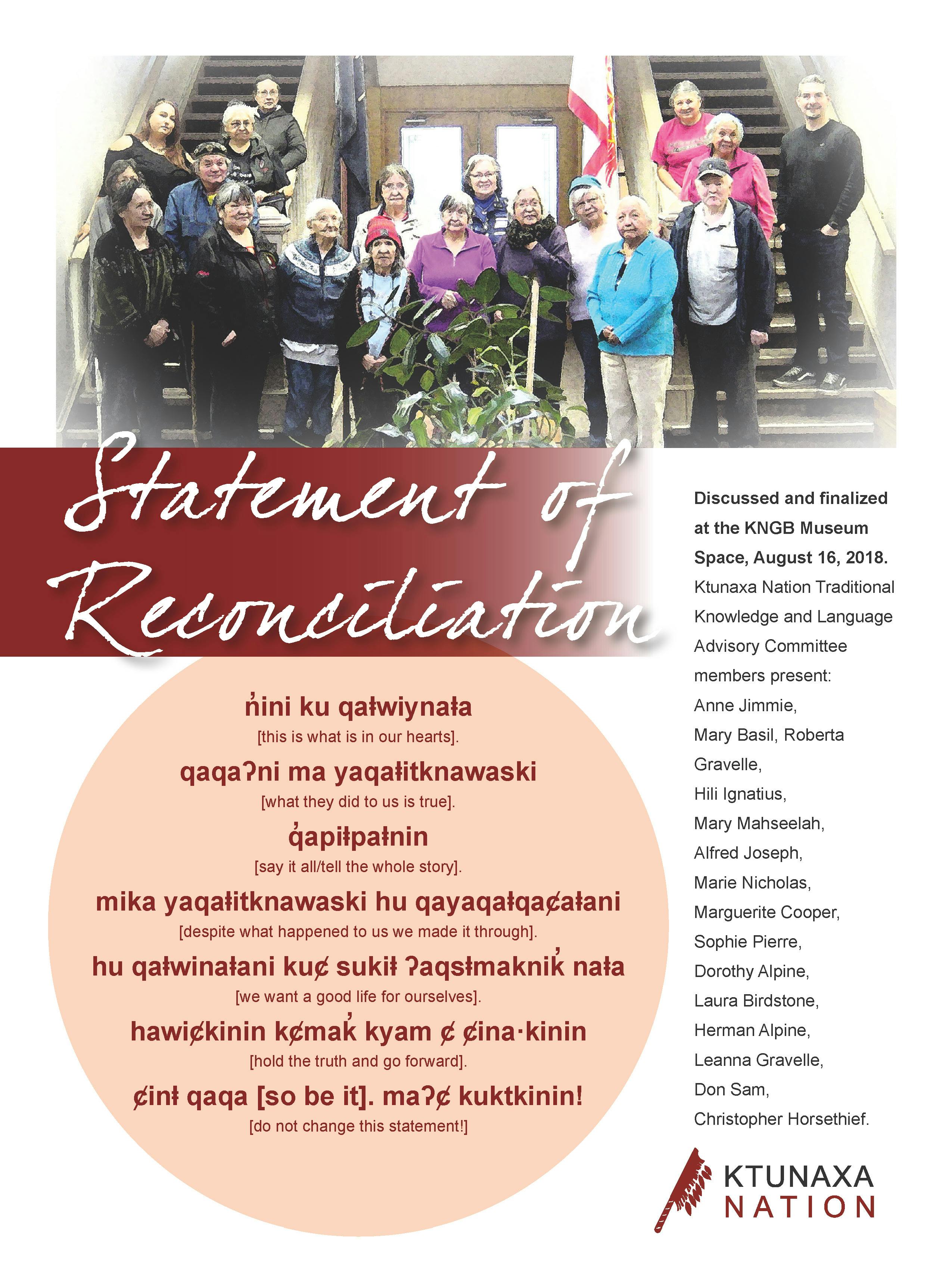 Ktunaxa Statement of Reconciliation