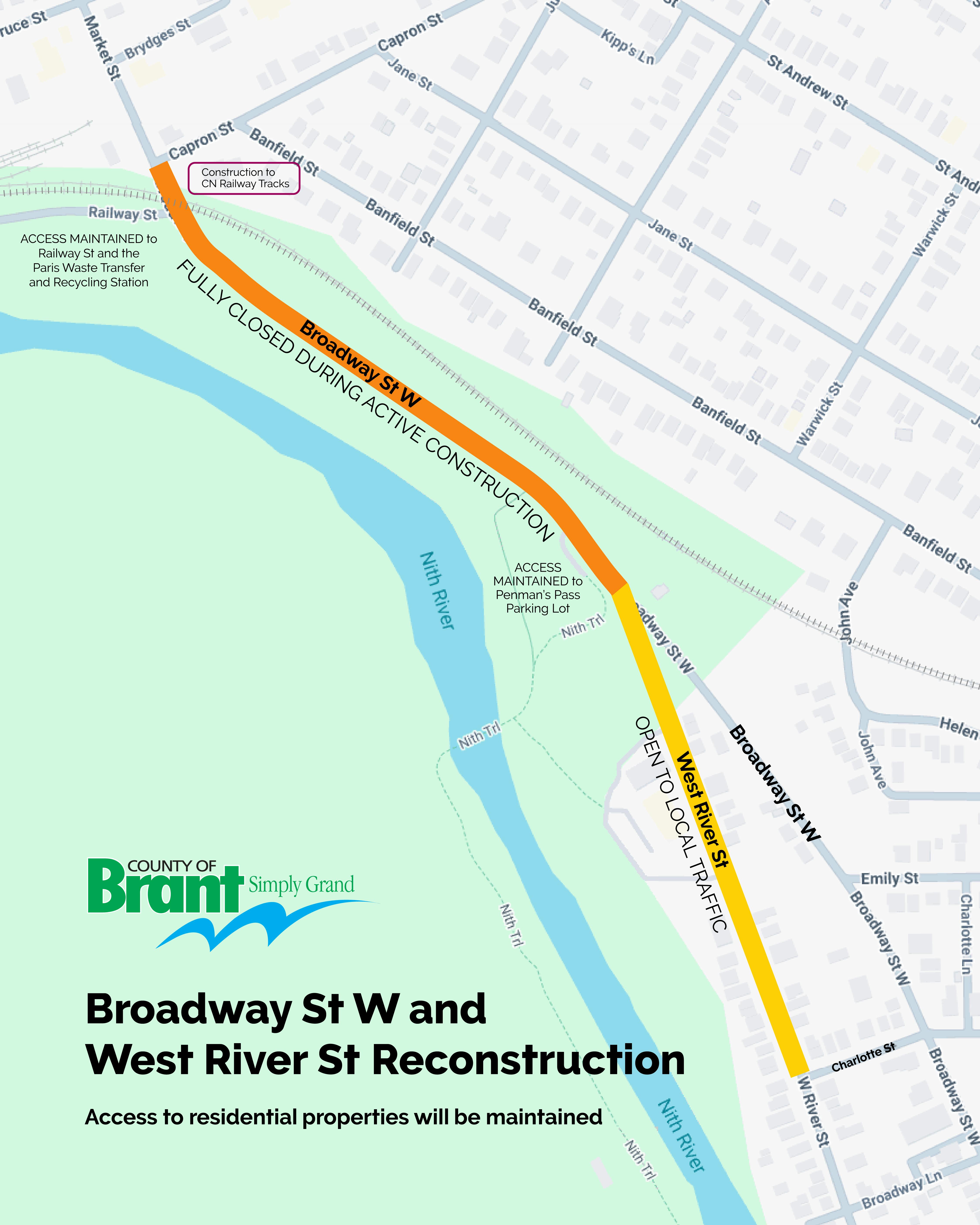 Broadway St W and West River Rd Reconstruction Map