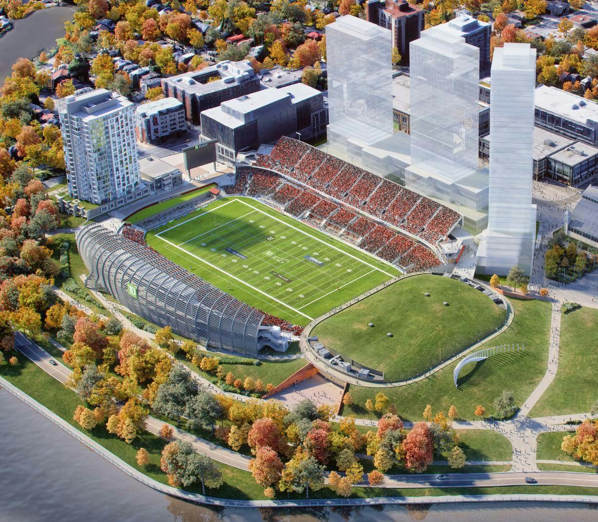 Aerial view of proposed concept plan of Lansdowne 2.0