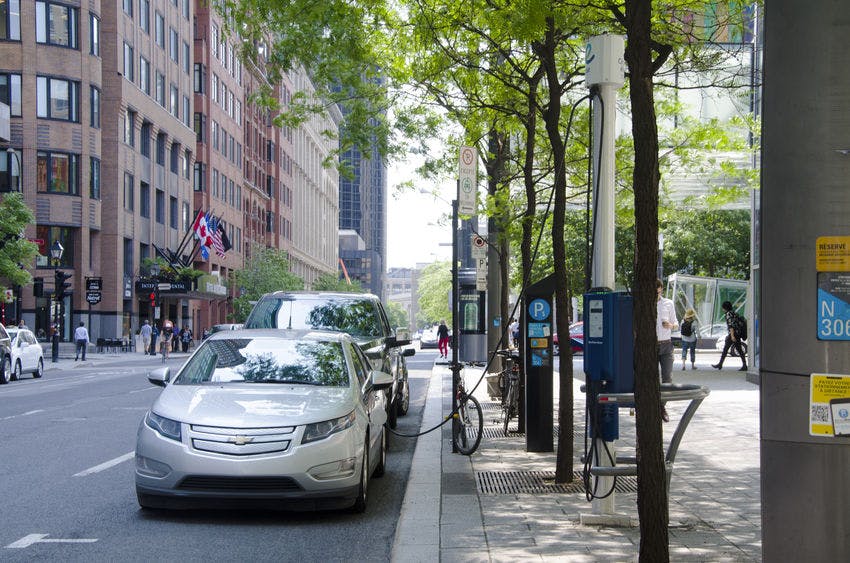 On-street charging station in Montreal