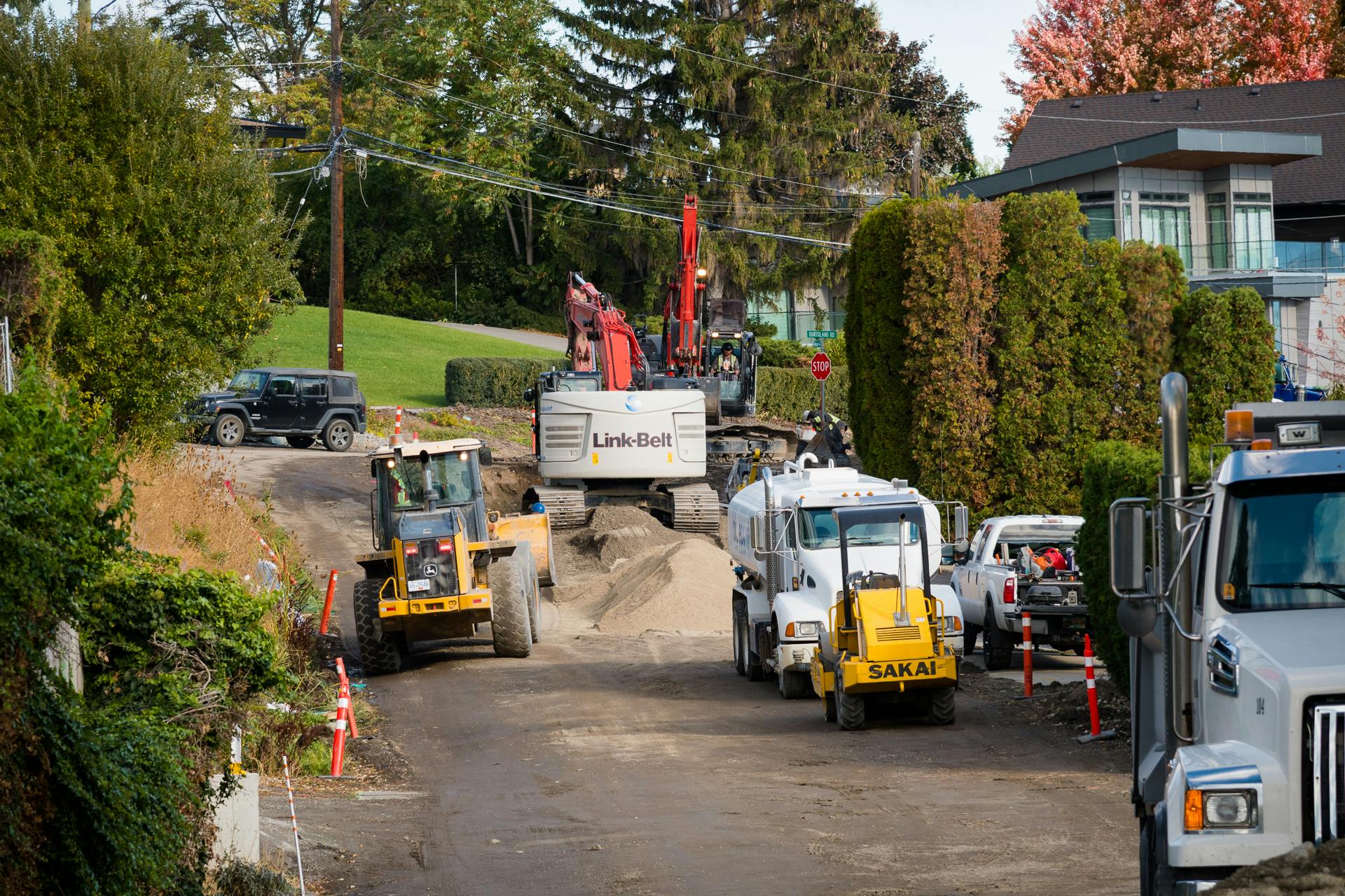 Crews working on Menu Road