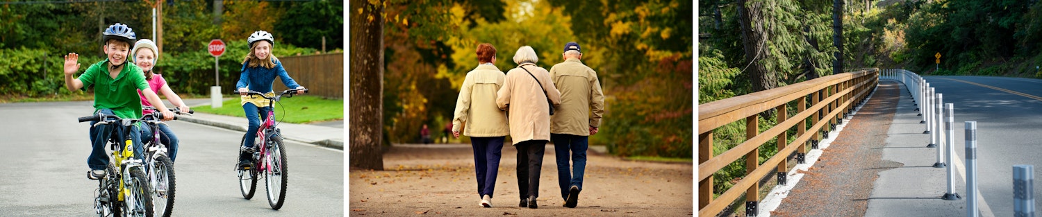 People walking and cycling