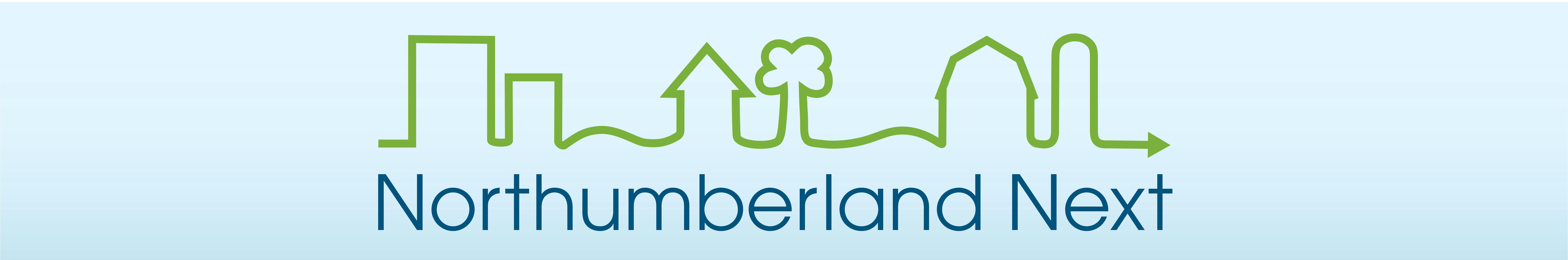 Northumberland Next logo with a line drawing of urban, rural and agriculture communities