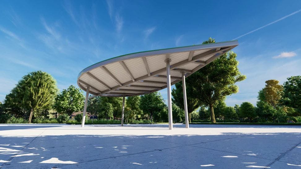 Foxfield shade structure rendering