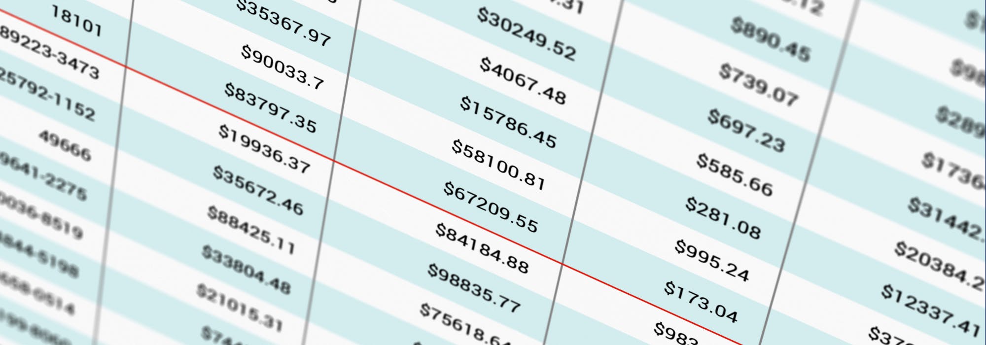 Finances in a spreadsheet.