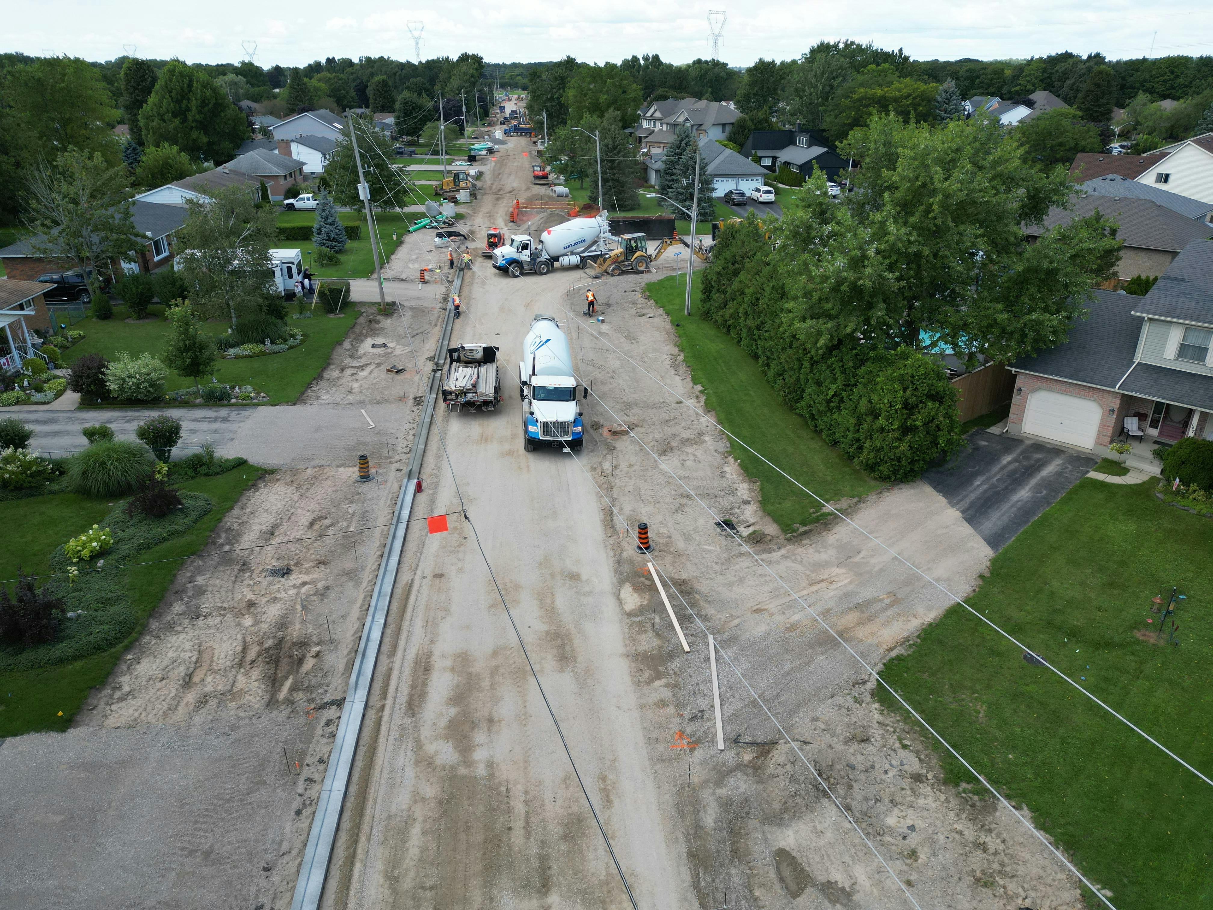 Drone photo of St. George Street reconstruction progress 