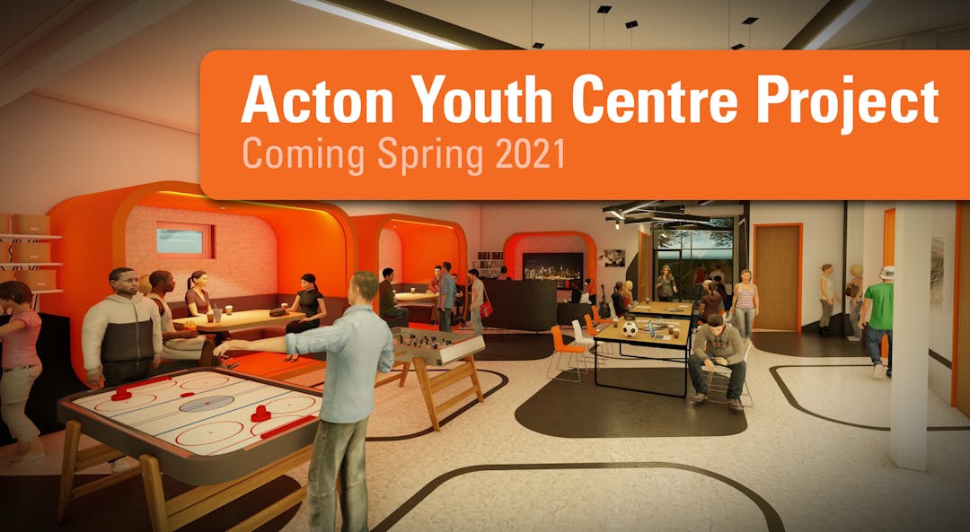 Digital rendering of the interior of the future Acton Youth Centre - coming Spring 2021