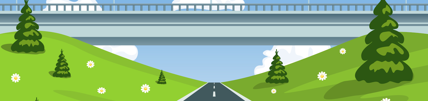 Digital illustration of road and bridge