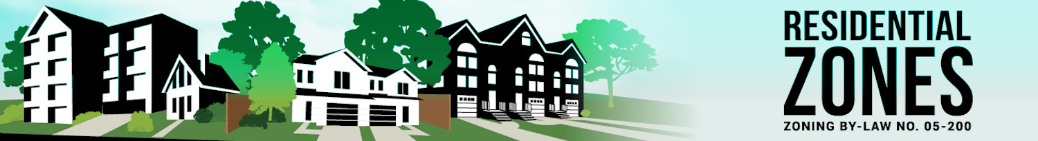 Illustration with houses and text Residential Zoning By-law