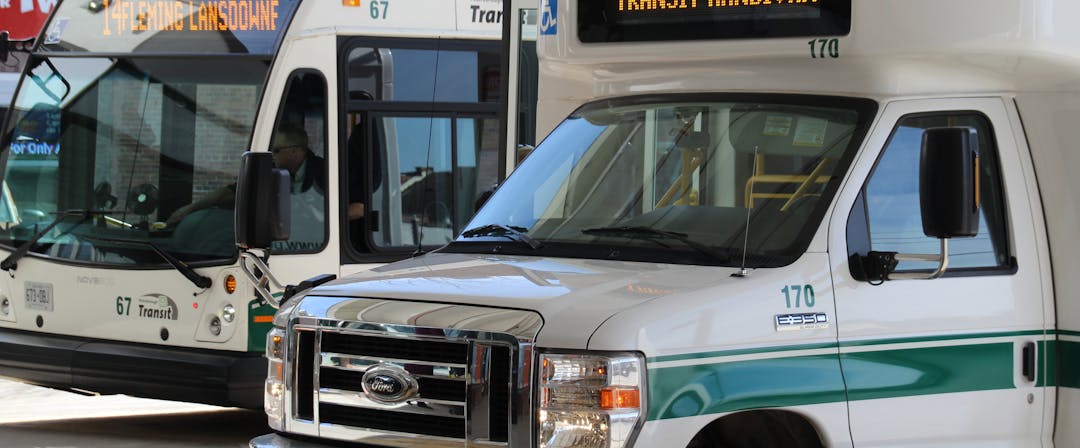 Two public transit buses