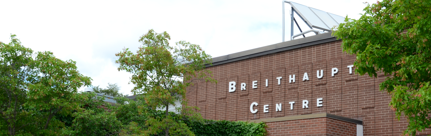 A photo of Breithaupt Community Centre on a summer day.