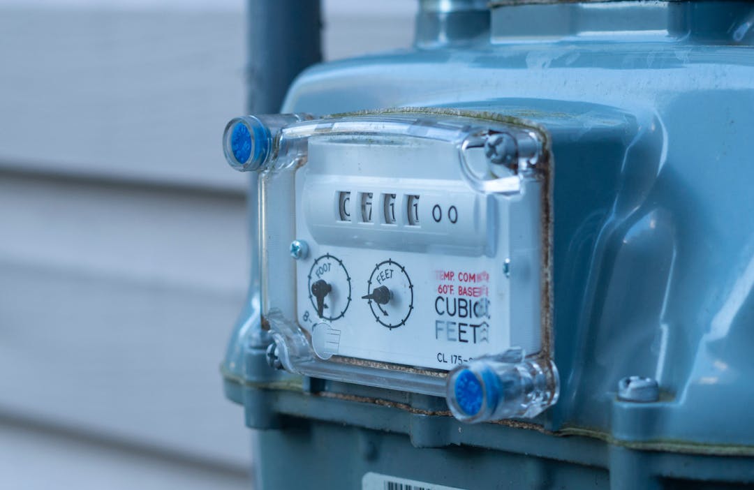 Gas meter on the side of a house