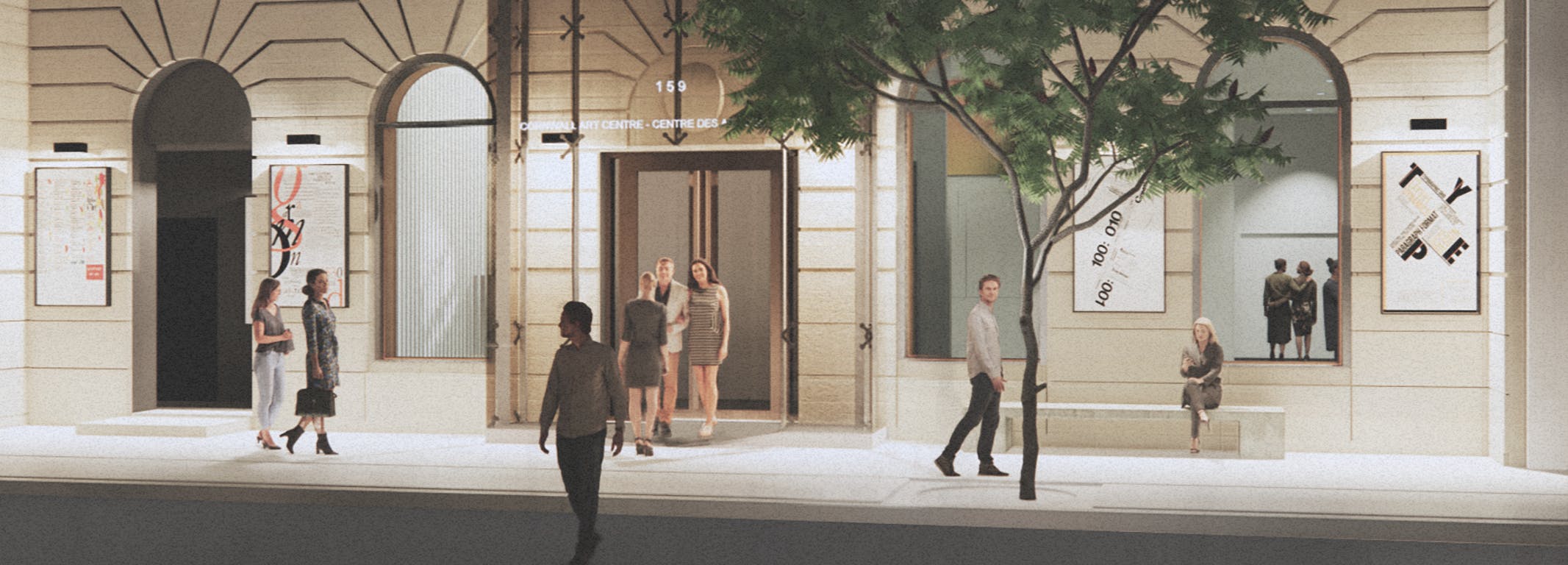 Artist rendering of the future front of the arts and culture centre at 159 Pitt Street.