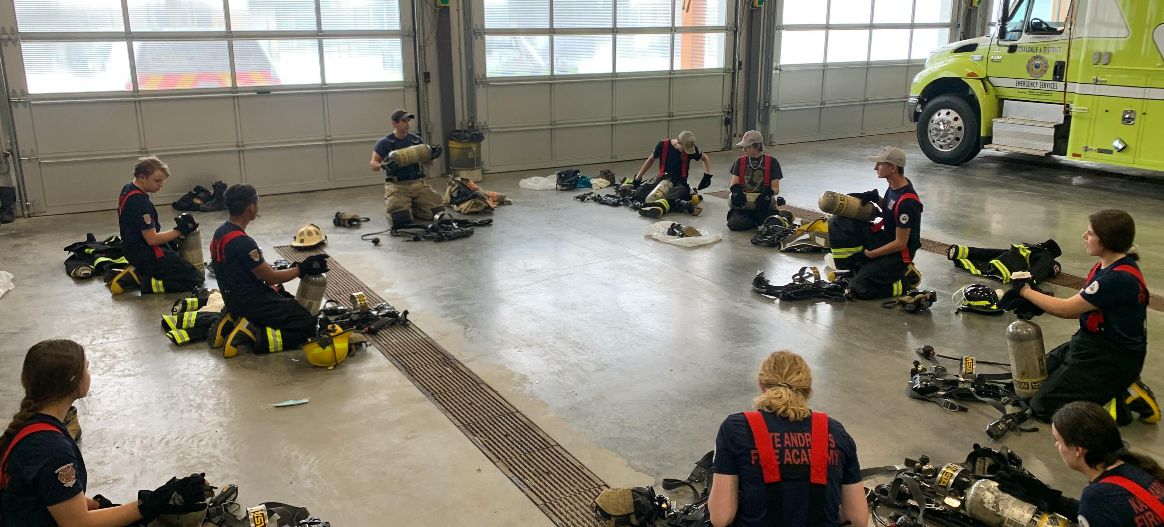 Students at the Kate Andrews Fire and Emergency Services Academy