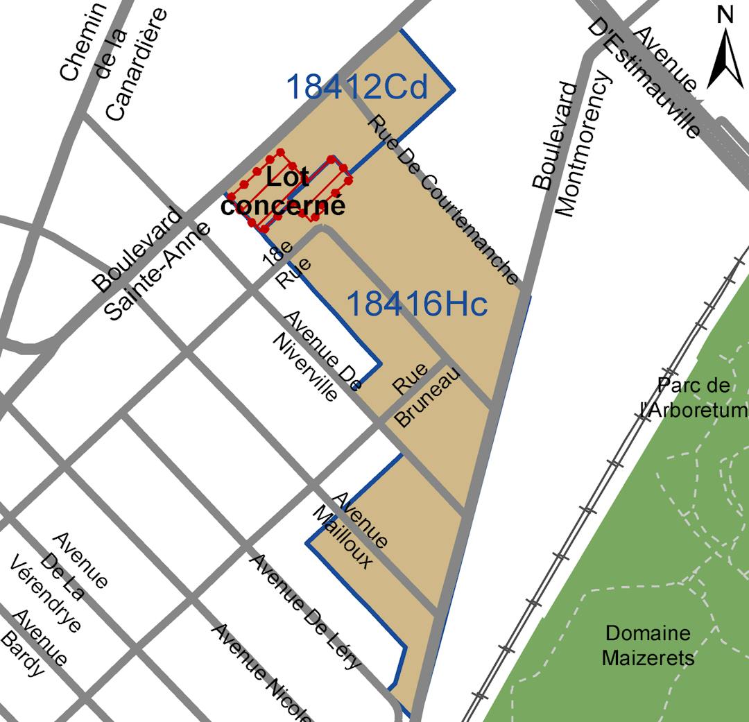 Emplacement du lot visé par la permission temporaire