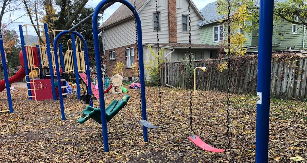 View of the existing play structure at Brubacher Green
