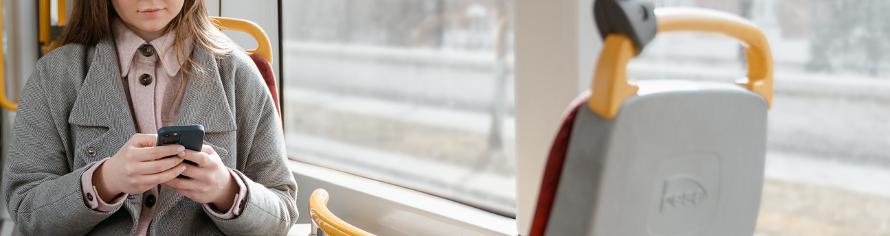 Woman using public transit