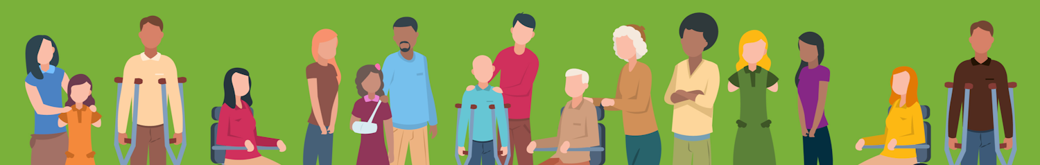 Digital illustration of diverse group of people with disabilities