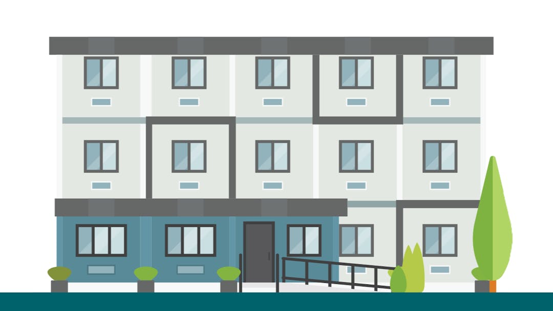Illustration of a supportive housing building