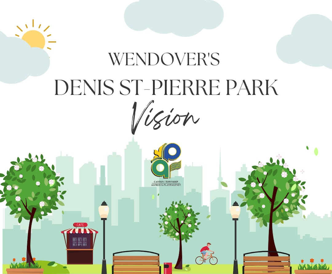 Wendover's Denis St-Pierre Park Vision title with an image of a park 