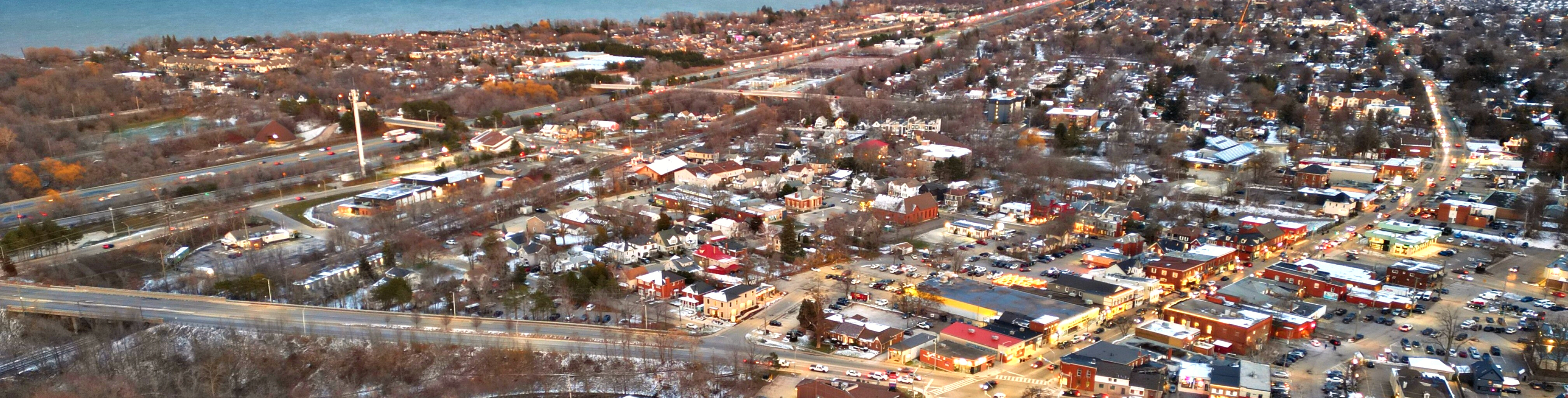 Picture overlooking downtown grimsby to lake ontario