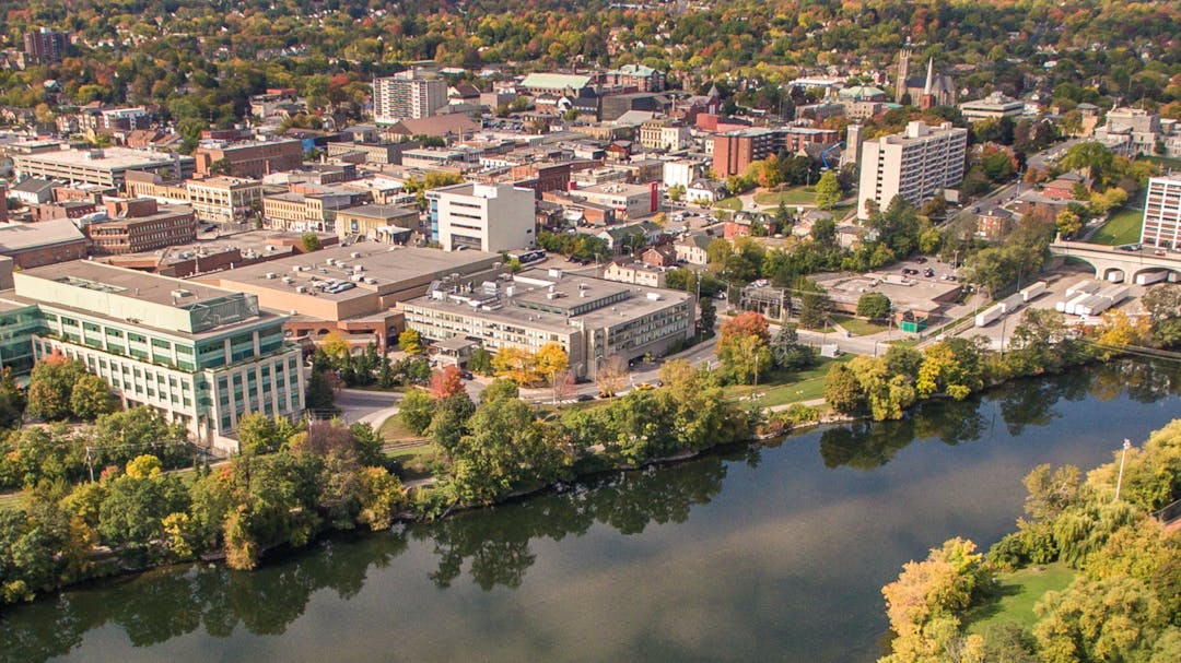 Aerial of downtown Peterborough