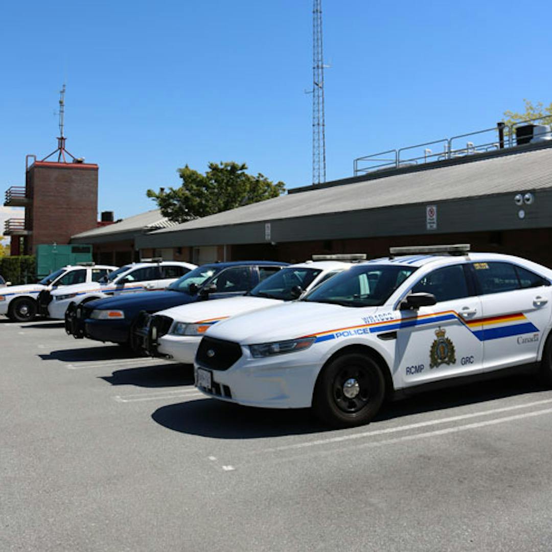 Police vehicles parked