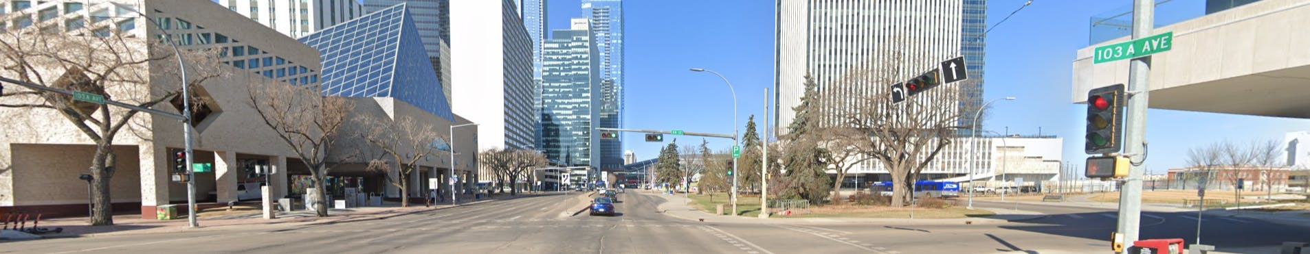 Google street view of 103A avenue looking westward from 99 street