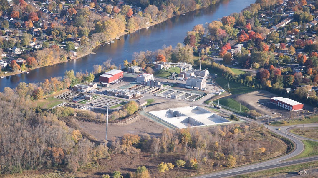 Aerial view of the City's wastewater treatment plant
