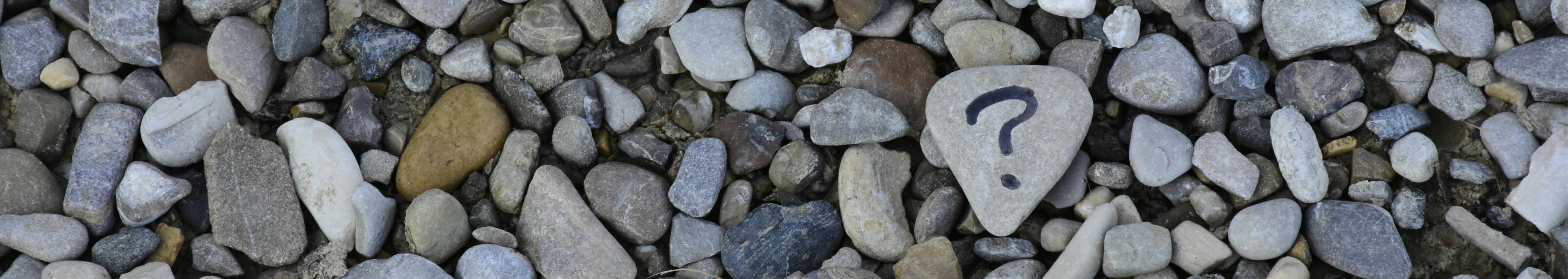 Question mark on a pebble.