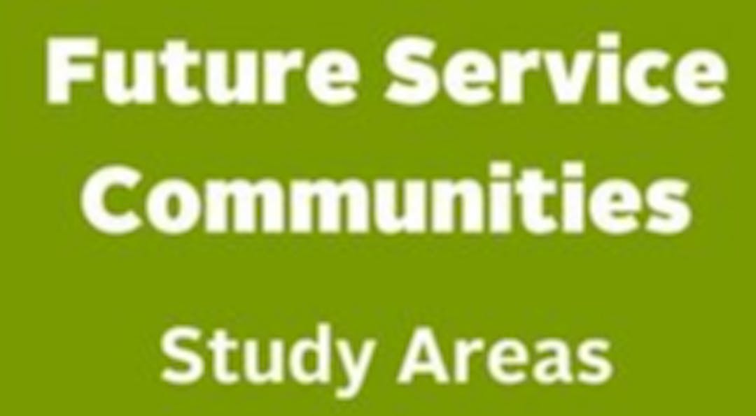 text reads Future Service Communities Study Areas
