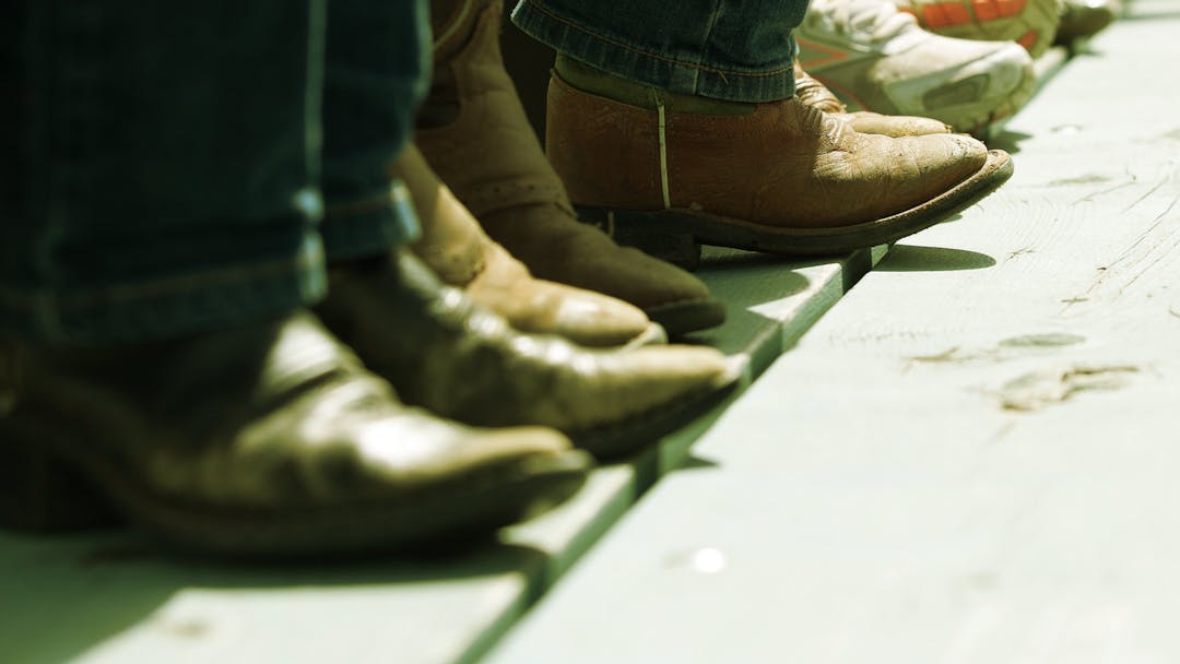 A row of cowboy boots