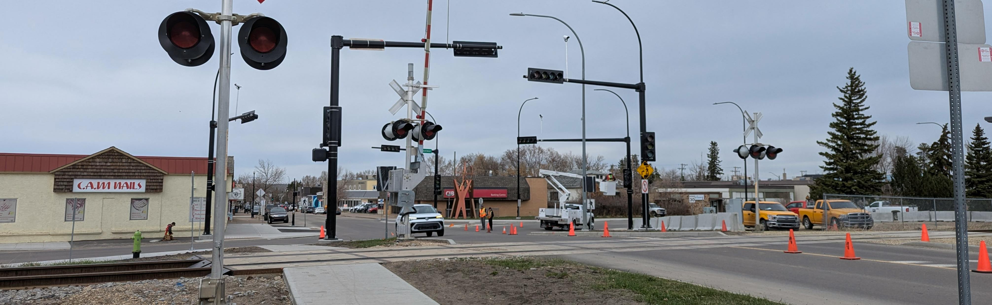 View of 50 Street and 50 Avenue downtown Sylvan Lake