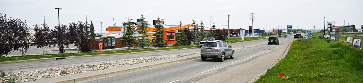 View of 50 Street and 50 Avenue downtown Sylvan Lake
