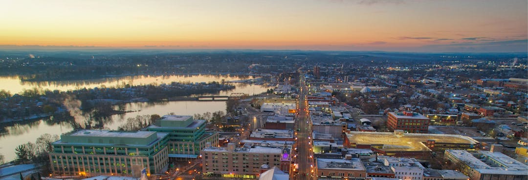 Aerial view of central Peterborough 