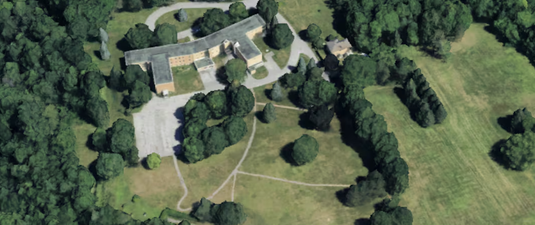 Vue aérienne du terrain existant depuis le sud