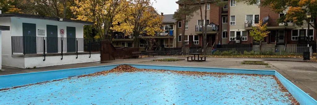 Perspective view of existing wading pool and pool deck