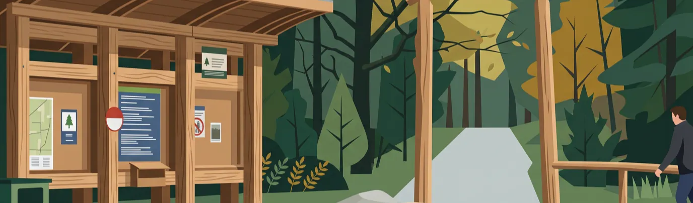 Digital illustration of Northumberland County Forest trailhead