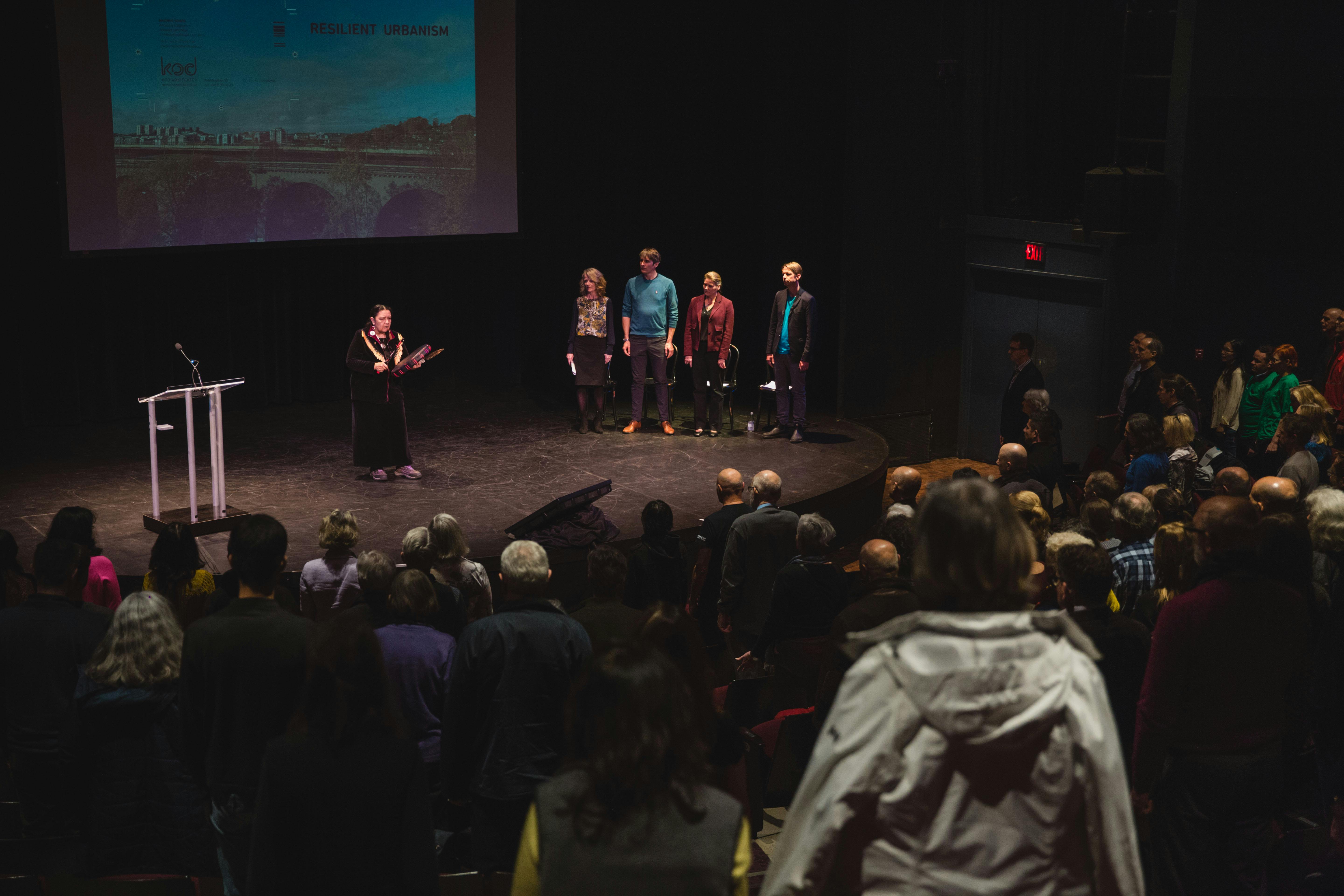 Speakers on stage at  Inspire Jericho talks - urban resilience 