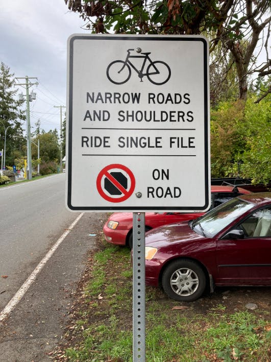 Cyclist signage, Galiano Island