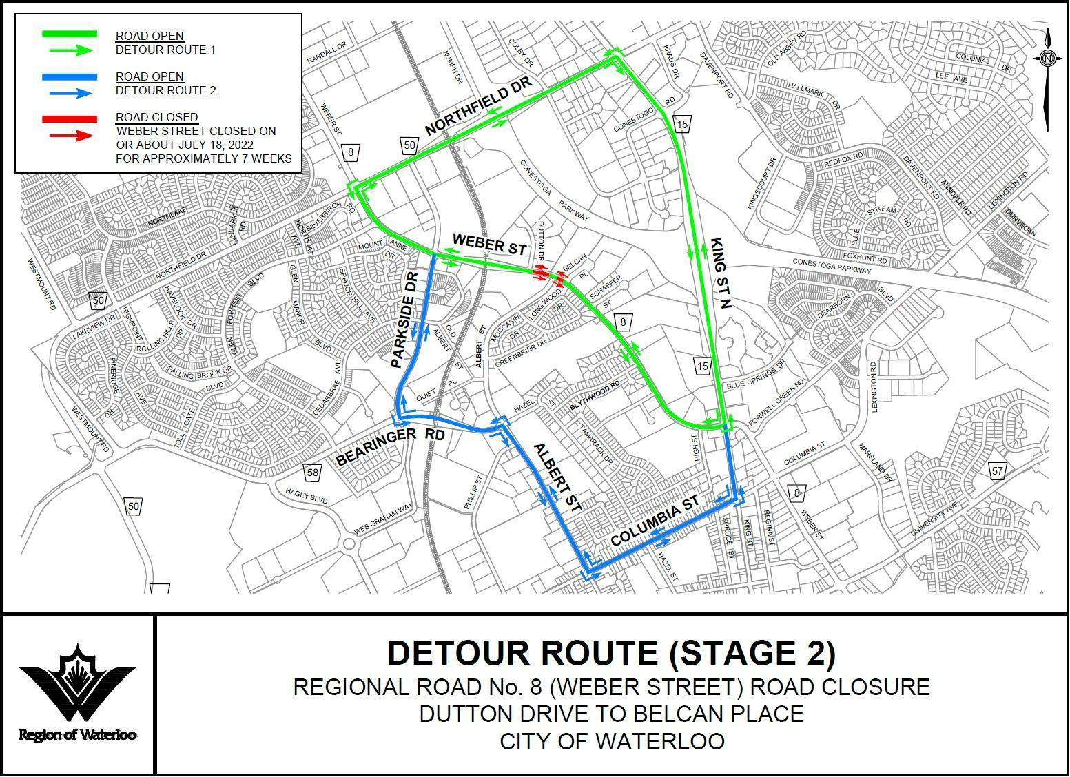 Detour Route - Stage 2 - Weber St Full Closure